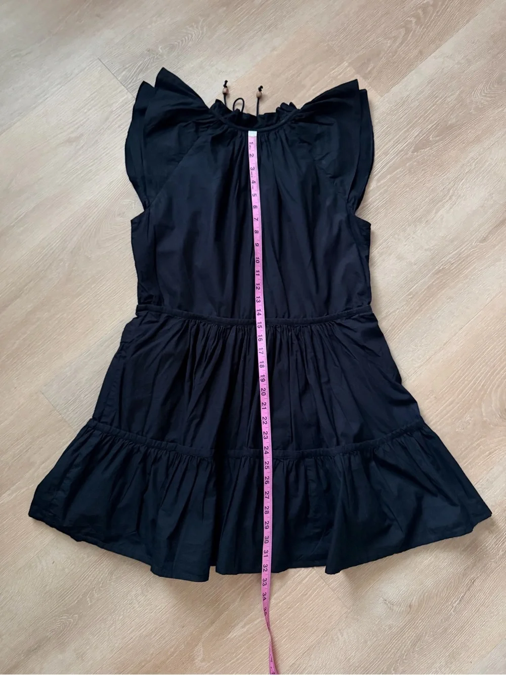 $258 Anna Cate Tuckernuck Aimee Poplin Mini Dress Black Tiered Ruffle Cotton S-M